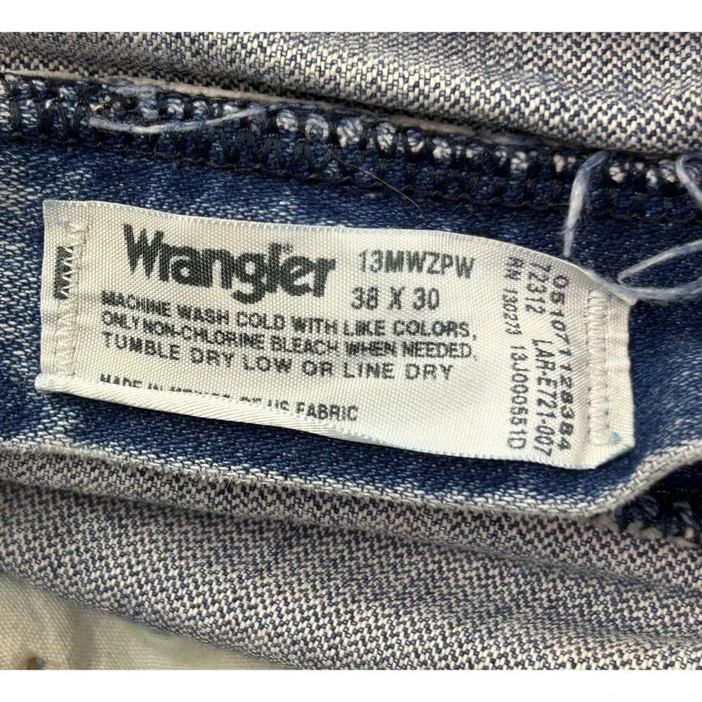 Wrangler 47MWZ Jeans Mens Blue Regular Fit Cowboy Cut Straight Leg 38x30